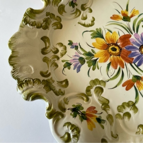 Italy made flora decorative keramiik faience schale 13”x12”x2” - Picture 8 of 16
